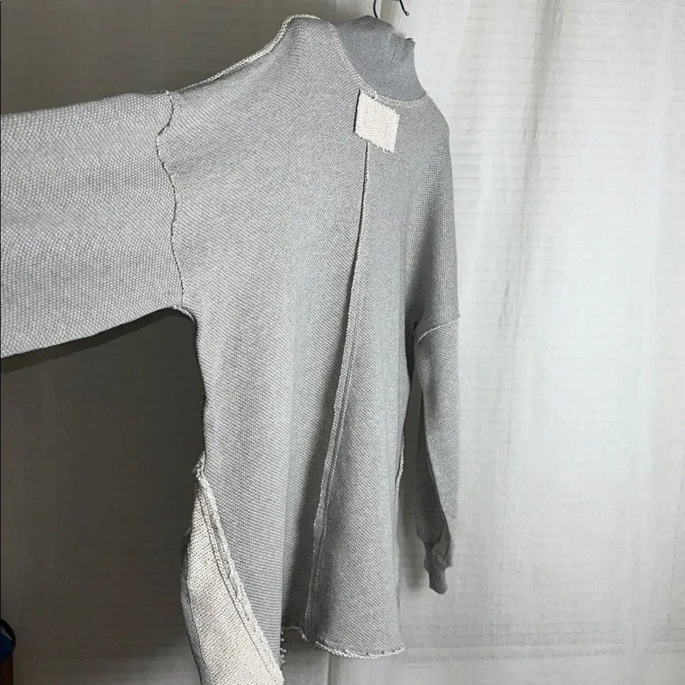 free people L Wonderful Oversized Cotton Sweater Pullover in Heather Gray